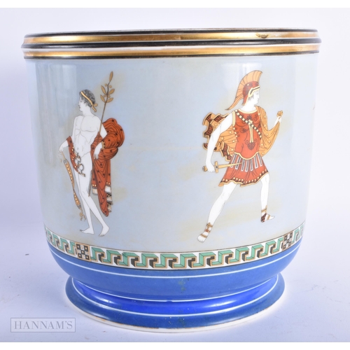 8 - A LARGE 19TH CENTURY FRENCH PARIS PORCELAIN JARDINIERE decorated with grand tour scenes. 24 cm x 24 ... 