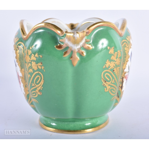 87 - A LATE 19TH CENTURY FRENCH SEVRES STYLE PORCELAIN CACHE POT painted with flowers and gilt bandings. ... 