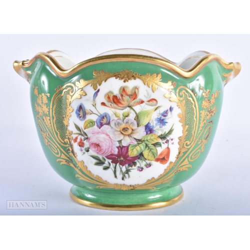 87 - A LATE 19TH CENTURY FRENCH SEVRES STYLE PORCELAIN CACHE POT painted with flowers and gilt bandings. ... 