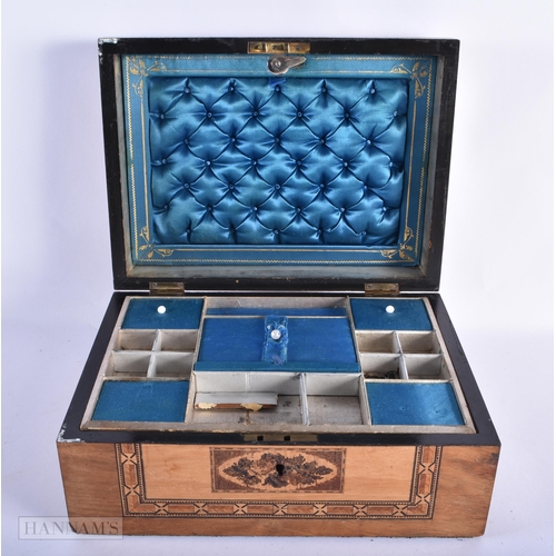 93 - A LARGE VICTORIAN TUNBRIDGE WARE INLAID WORK BOX. 30 cm x 20 cm.