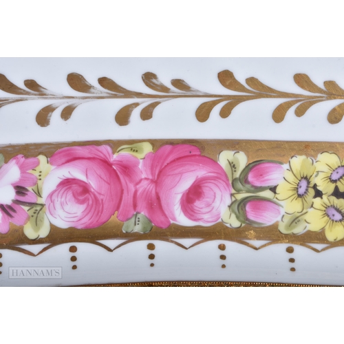 94 - A LARGE FRENCH LIMOGES PORCELAIN TRAY painted with flowers. 36 cm x 22cm.