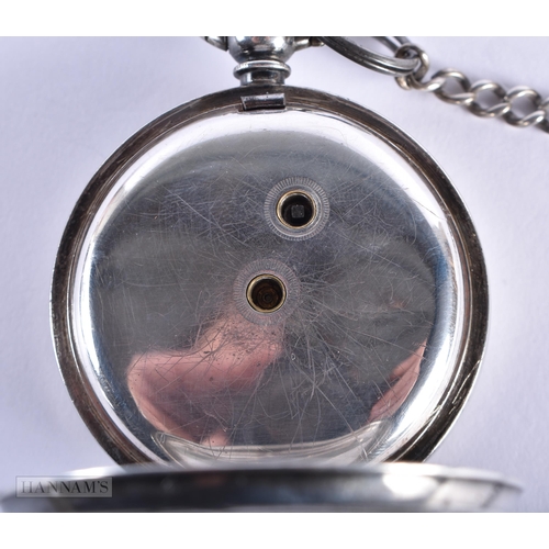 1271 - AN ANTIQUE SILVER POCKET WATCH. Not running. 111.8 grams overall. 5 cm diameter.