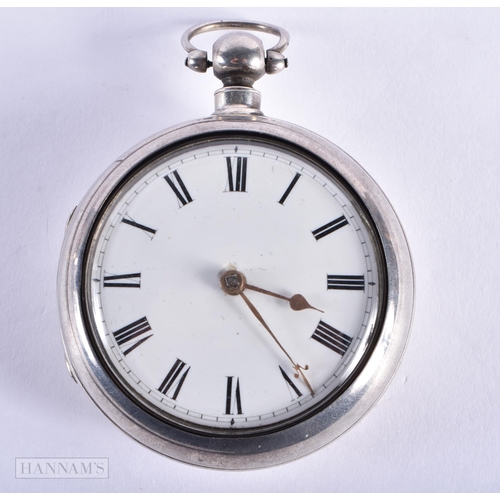 1273 - AN ANTIQUE SILVER POCKET WATCH. Not running. 134.2 grams overall. London 1864. 5.25 cm diameter.