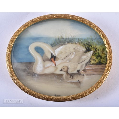 1275 - TWO WATERCOLOUR PAINTED PLAQUES. Largest 8 cm x 6.5 cm. (2)