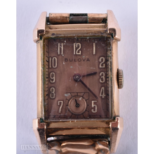 1285 - AN ART DECO BULOVA WRIST WATCH. Not running. 39.7 grams overall. 2.25 cm wide inc winder.