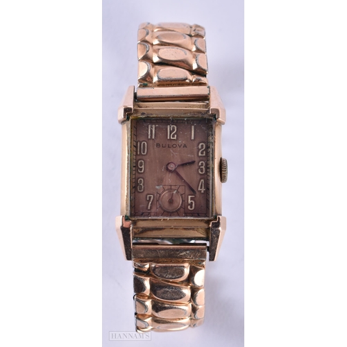 1285 - AN ART DECO BULOVA WRIST WATCH. Not running. 39.7 grams overall. 2.25 cm wide inc winder.