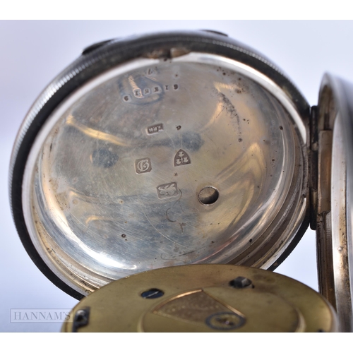 1286 - AN ANTIQUE SILVER POCKET WATCH. Not running. 155.7 grams overall. Chester 1904. 5.5 cm wide.