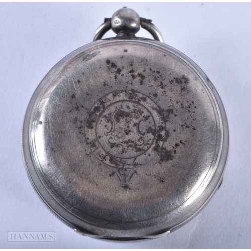 1286 - AN ANTIQUE SILVER POCKET WATCH. Not running. 155.7 grams overall. Chester 1904. 5.5 cm wide.