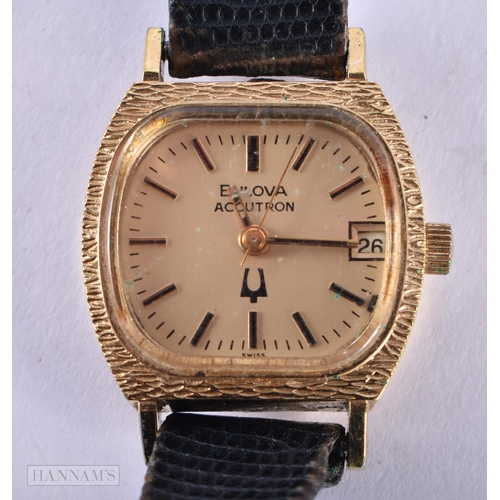 1292 - A BULOVA ACCUTRON WRIST WATCH. Not running. 2.5 cm wide inc crown.