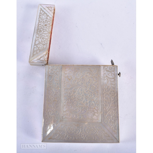 1586 - AN ANTIQUE MOTHER OF PEARL CARD CASE. 10.25 cm x 7.75 cm.