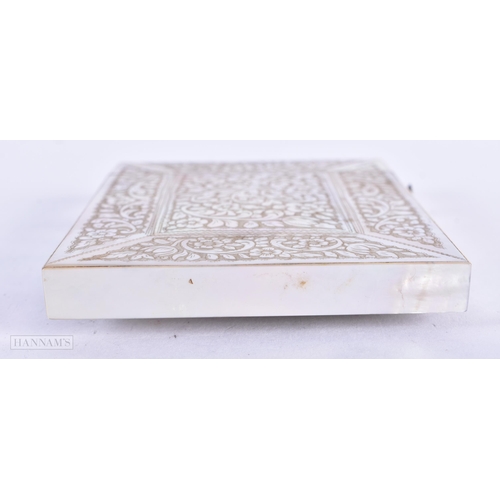 1586 - AN ANTIQUE MOTHER OF PEARL CARD CASE. 10.25 cm x 7.75 cm.