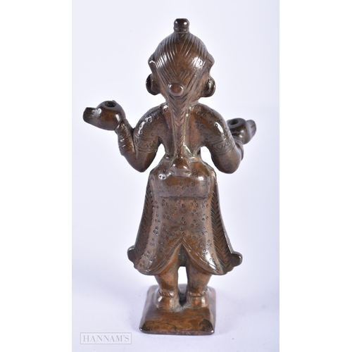 1587 - AN ANTIQUE INDIAN BRONZE FIGURE. 11cm high.