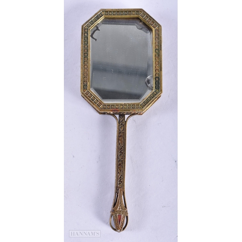 1590 - AN ANTIQUE PAINTED WATERCOLOUR MIRROR. 14.25 cm x 5.25 cm.