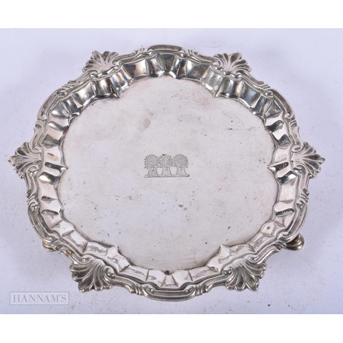 1945 - A GEORGE III SILVER WAITER. 280 grams. 18.25 cm wide.