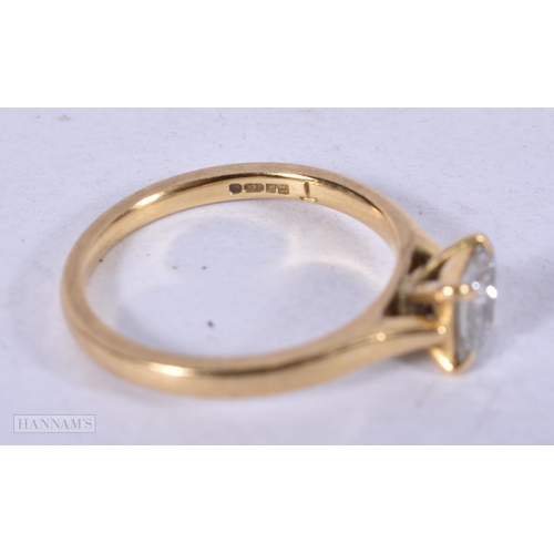 1967 - AN 18CT GOLD DIAMOND SOLITAIRE RING. 2.5 grams. J.