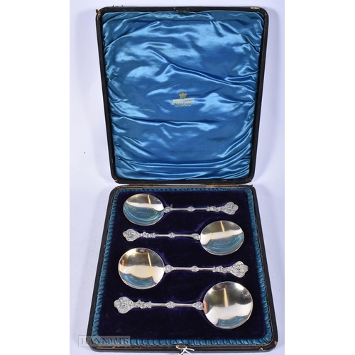 1977 - A SET OF FOUR EDWARDIAN SILVER SPOONS. London 1906. 228 grams. 18cm long. (4)