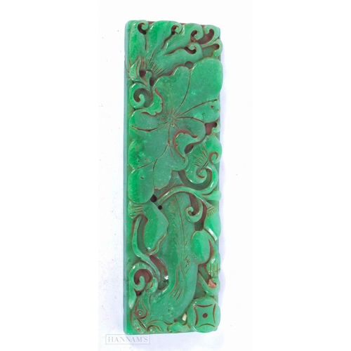 2658 - A CHINESE JADE SCROLL WEIGHT. 198 grams. 14.5 cm x 4.5 cm.