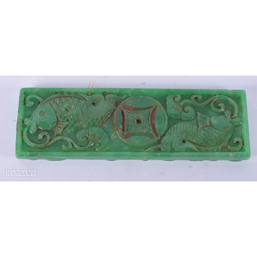 2658 - A CHINESE JADE SCROLL WEIGHT. 198 grams. 14.5 cm x 4.5 cm.