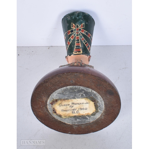 3014 - A vintage cold painted metal inkwell in the form of Egyptian Queen Nefertiti 13 cm .