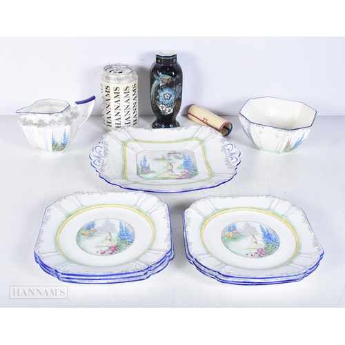 3016 - A collection of Shelley tea ware together with a small Delft vase 24cm (10)