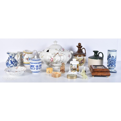 3060 - An antique Booths Lidded Tureen together with a Delft jug,stoneware items ,Chinese Cloisonne etc 29c... 