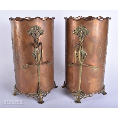 4123 - A LOVELY PAIR OF ART NOUVEAU SECESSIONIST TWIN HANDLED COPPER WINE COOLERS by Carl Deffner (1856-194... 