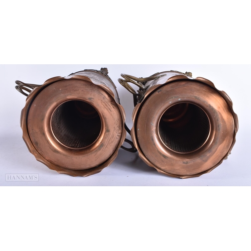 4123 - A LOVELY PAIR OF ART NOUVEAU SECESSIONIST TWIN HANDLED COPPER WINE COOLERS by Carl Deffner (1856-194... 