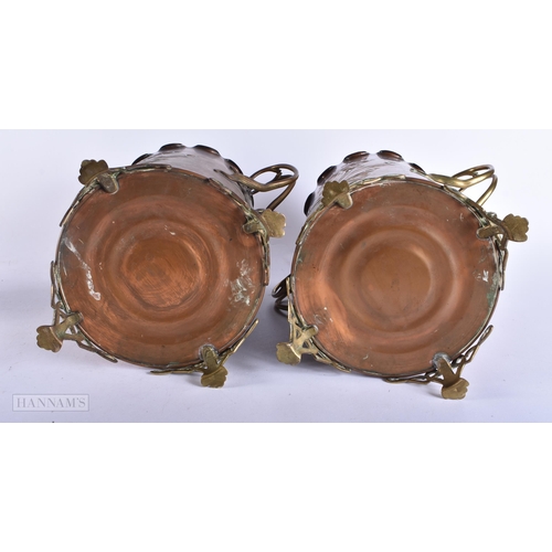 4123 - A LOVELY PAIR OF ART NOUVEAU SECESSIONIST TWIN HANDLED COPPER WINE COOLERS by Carl Deffner (1856-194... 