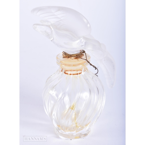 4129 - A FRENCH LALIQUE GLASS DOUBLE BIRD SCENT BOTTLE. 12 cm high.