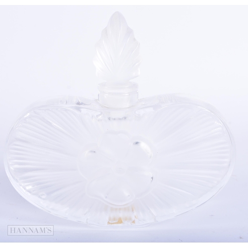 4130 - A FRENCH LALIQUE GLASS FLOWER SCENT BOTTLE. 12 cm x 12 cm.