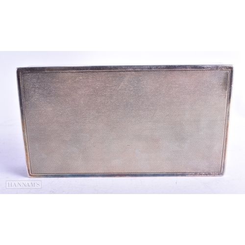 104 - AN UNUSUAL OMEGA SILVER RECTANGULAR BOX. 261.5 grams overall. 15 cm x 8 cm.