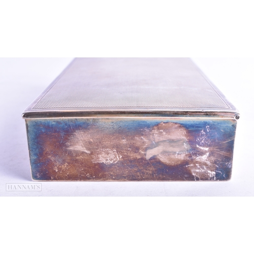 104 - AN UNUSUAL OMEGA SILVER RECTANGULAR BOX. 261.5 grams overall. 15 cm x 8 cm.