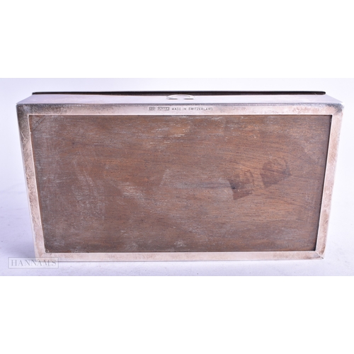 104 - AN UNUSUAL OMEGA SILVER RECTANGULAR BOX. 261.5 grams overall. 15 cm x 8 cm.