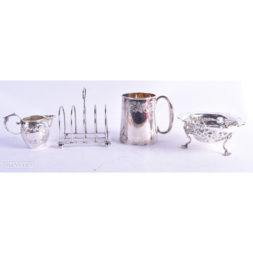 106 - ASSORTED ANTIQUE SILVERWARE including Sheffield 1899 & London 1848. 353 grams. Largest 9.5 cm x 8.75... 