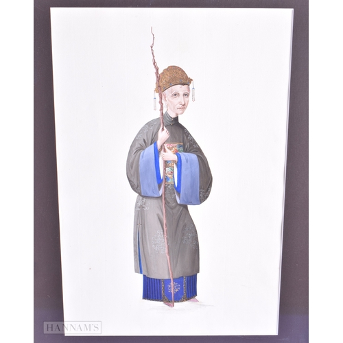 120 - Chinese School (C1840) Pair, Oil and watercolour, Standing figures. 52 cm x 36 cm.