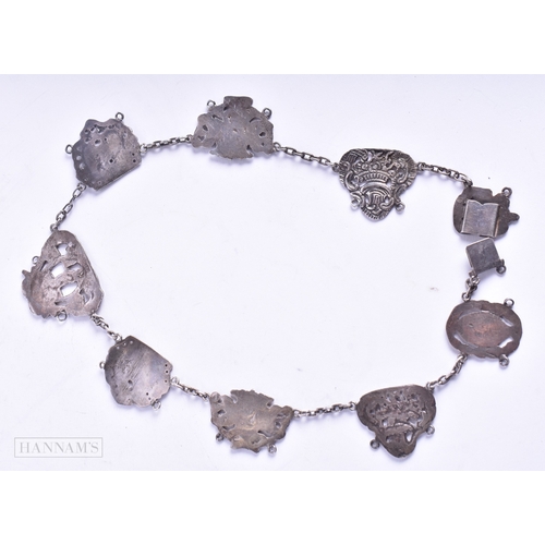 125 - AN 18TH CENTURY CONTINENTAL WHITE METAL NECKLACE. 67.4 grams. 50 cm long.