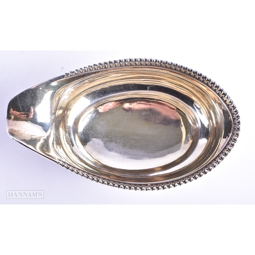 126 - AN EARLY 19TH CENTURY ENGLISH SILVER PAP BOAT. London 1814. 74.5 grams. 12.5 cm x 7.25 cm.