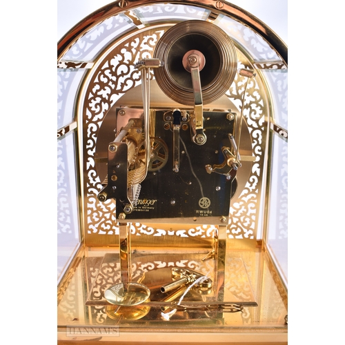 130 - A VERY LARGE KEININGER SKELETON CLOCK with elaborate face plate and silvered dial. 34 cm x 24 cm x 2... 