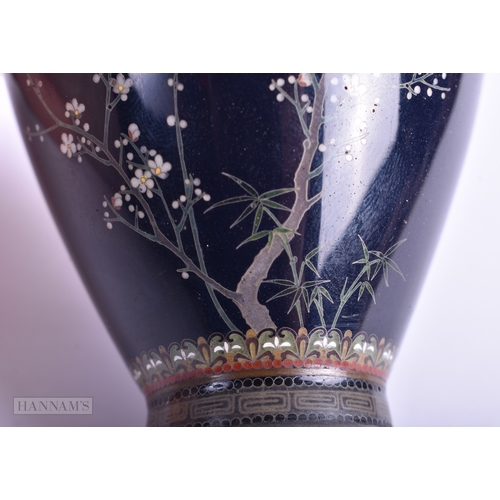 139 - A FINE 19TH CENTURY JAPANESE MEIJI PERIOD CLOISONNE ENAMEL VASE in the manner of Hayashi Kodenji. 8.... 