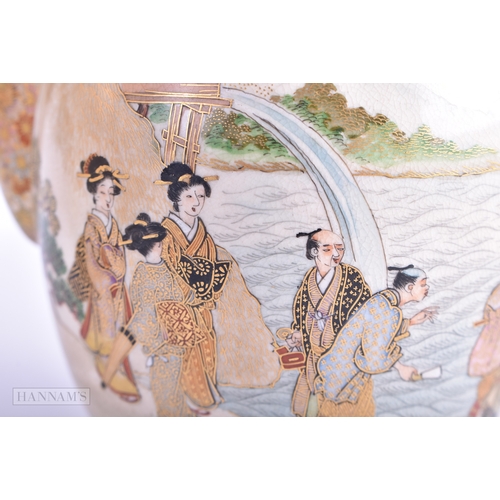 140 - A FINE 19TH CENTURY JAPANESE MEIJI PERIOD SATSUMA TEASET beautifully painted with figures within lan... 