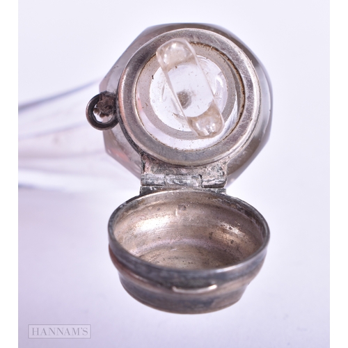 142 - AN EARLY VICTORIAN CORNUCOPIA GLASS SCENT BOTTLE together with a ruby glass whistle. Largest 8 cm x ... 