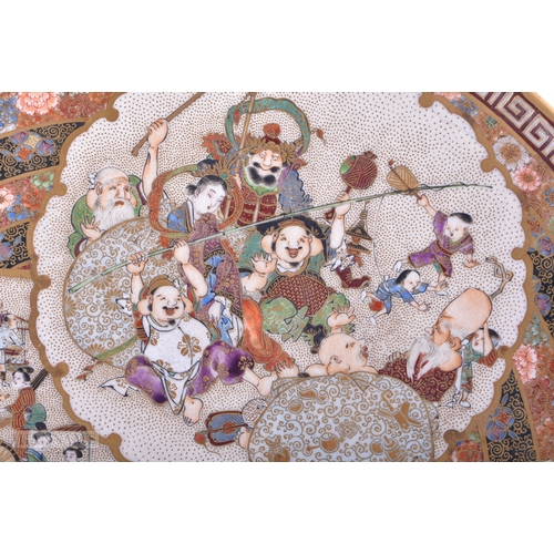 158 - A FINE 19TH CENTURY JAPANESE MEIJI PERIOD SATSUMA DISH painted with figures in various pursuits. 21 ... 