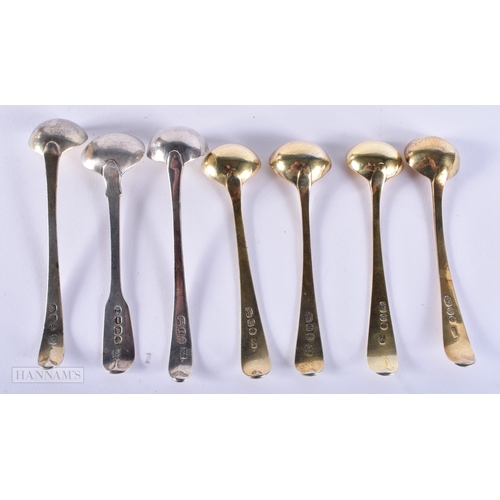 181 - ASSORTED GEORGE III SILVER SPOONS. 86 grams. Largest 10.5 cm long. (qty)