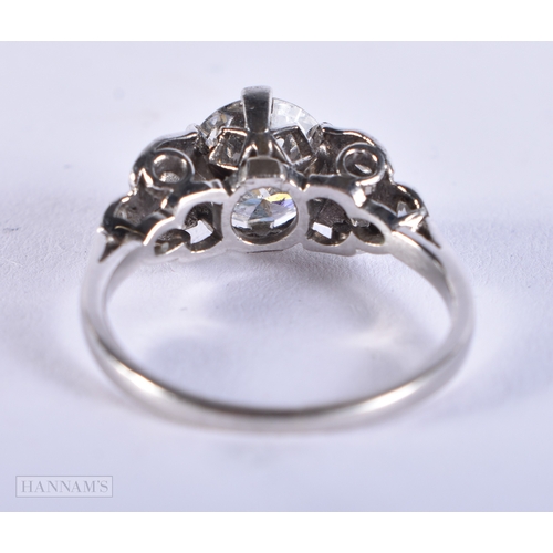 194 - A LOVELY PLATINUM AND DIAMOND SOLITAIRE RING. The central stone is approx 1.75cts. 4 grams.