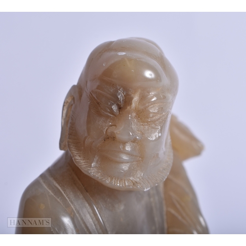 205 - A 19TH CENTURY CHINESE CARVED SOAPSTONE FIGURE OF A SCHOLAR Qing. 12 cm x 6 cm.