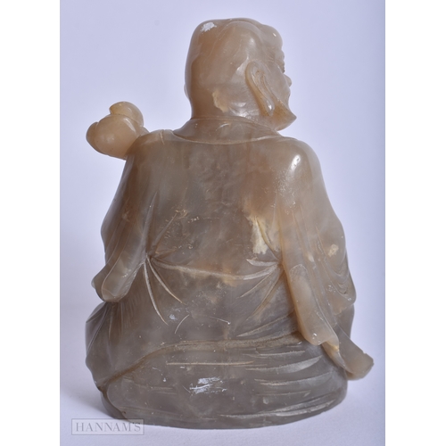 205 - A 19TH CENTURY CHINESE CARVED SOAPSTONE FIGURE OF A SCHOLAR Qing. 12 cm x 6 cm.