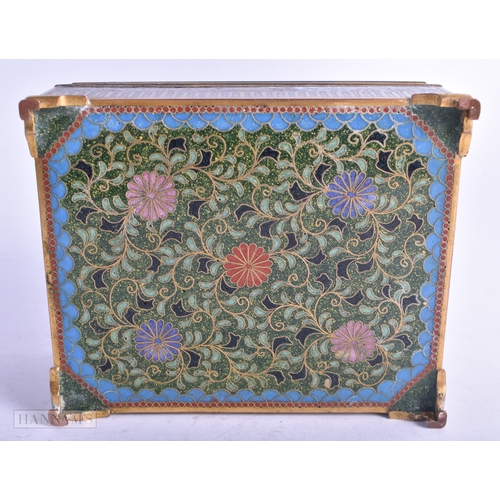 22 - A LATE 19TH CENTURY JAPANESE MEIJI PERIOD CLOISONNE ENAMEL CASKET decorated with a stylised bird amo... 