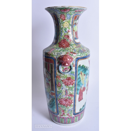 234 - A LARGE 19TH CENTURY CHINESE CANTON FAMILLE ROSE VASE Qing. 37 cm high.