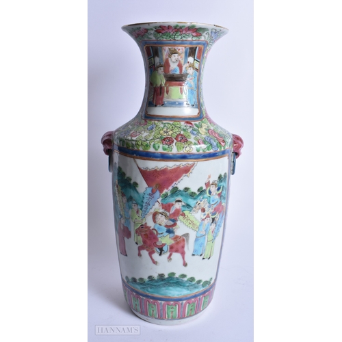 234 - A LARGE 19TH CENTURY CHINESE CANTON FAMILLE ROSE VASE Qing. 37 cm high.