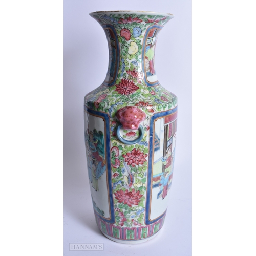 234 - A LARGE 19TH CENTURY CHINESE CANTON FAMILLE ROSE VASE Qing. 37 cm high.